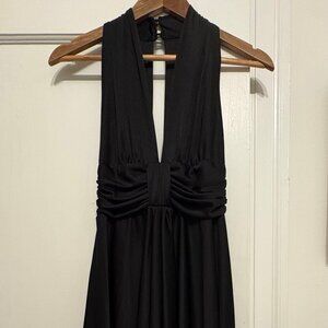 Elegant Black Holiday Halter Dress – Evening & Party Wear